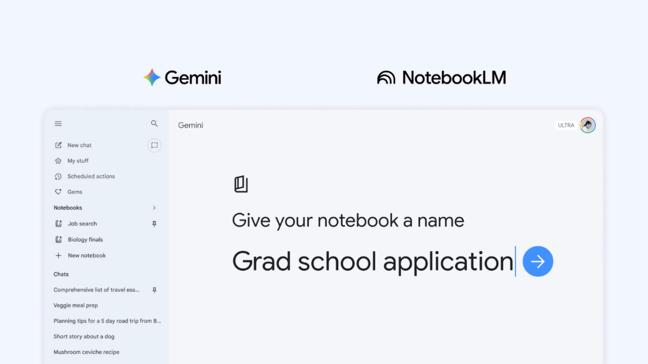 Google, Gemini’ya NotebookLM inteqrasiyalı Notebooks xüsusiyyətini əlavə etdi